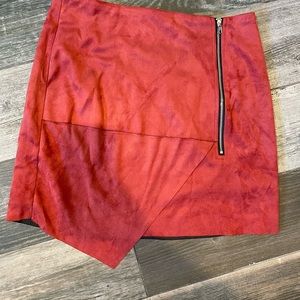 Hem and Thread polyester suede rust mini skirt